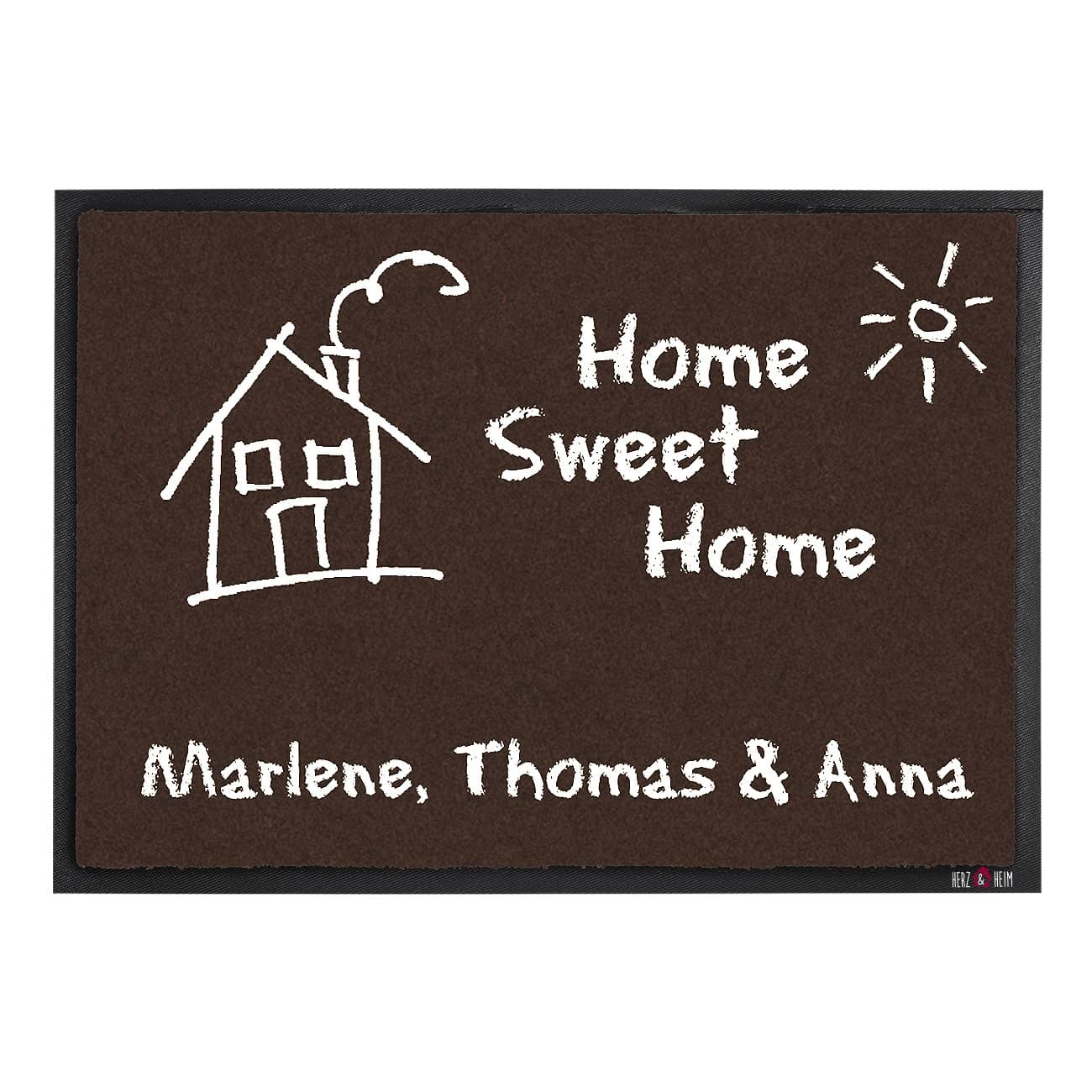  Fußmatte -Home Sweet Home- in Tafeloptik