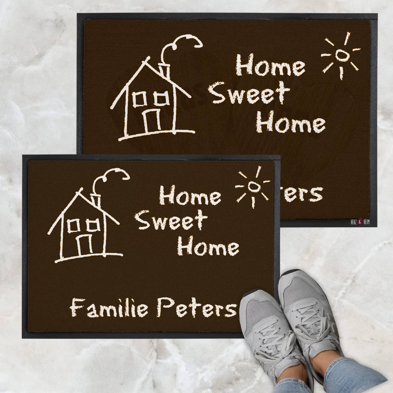  Fußmatte -Home Sweet Home- in Tafeloptik