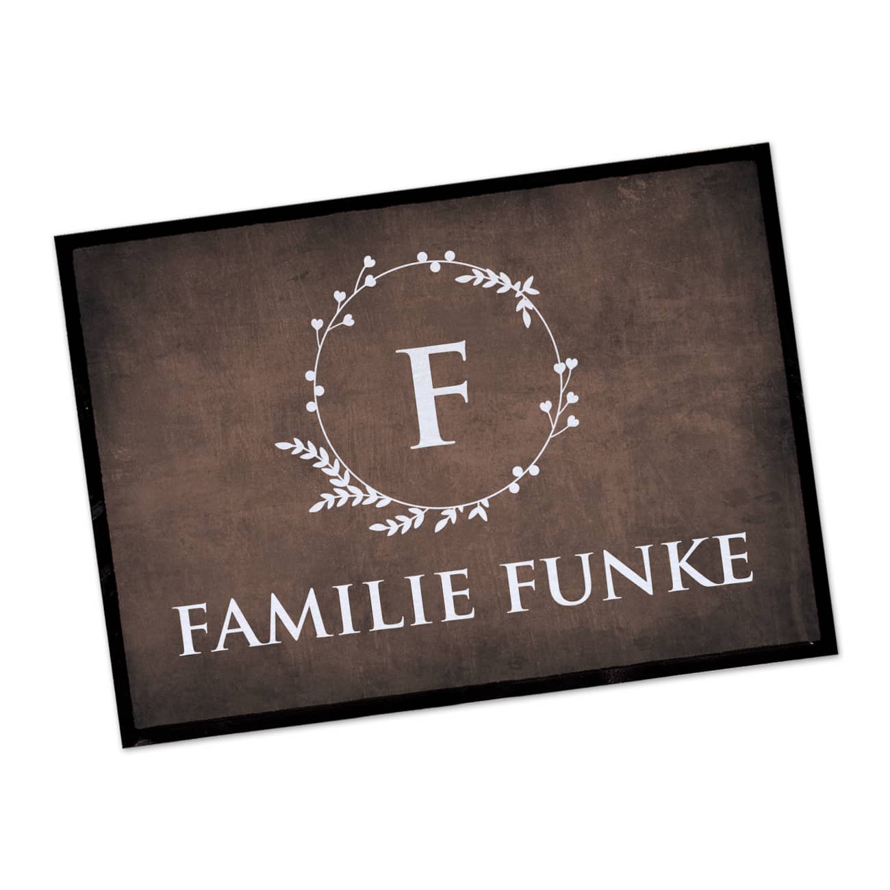 Persönliche Fußmatte mit Initiale & Name in braun