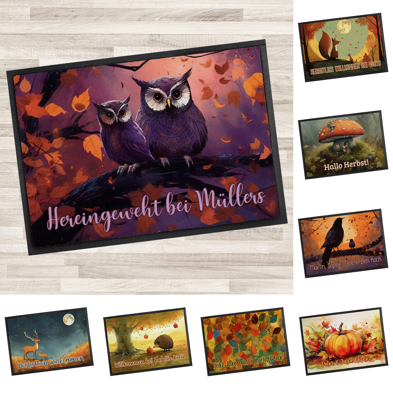 Herbst Fußmatte mit Wunschtext 