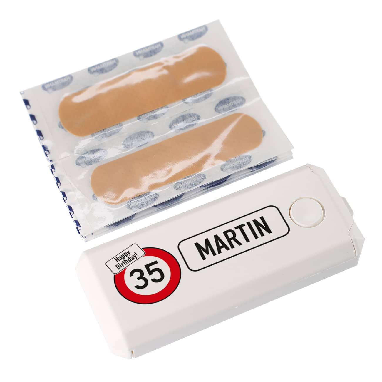 Personalisierte Kunststoffbox für Pflaster