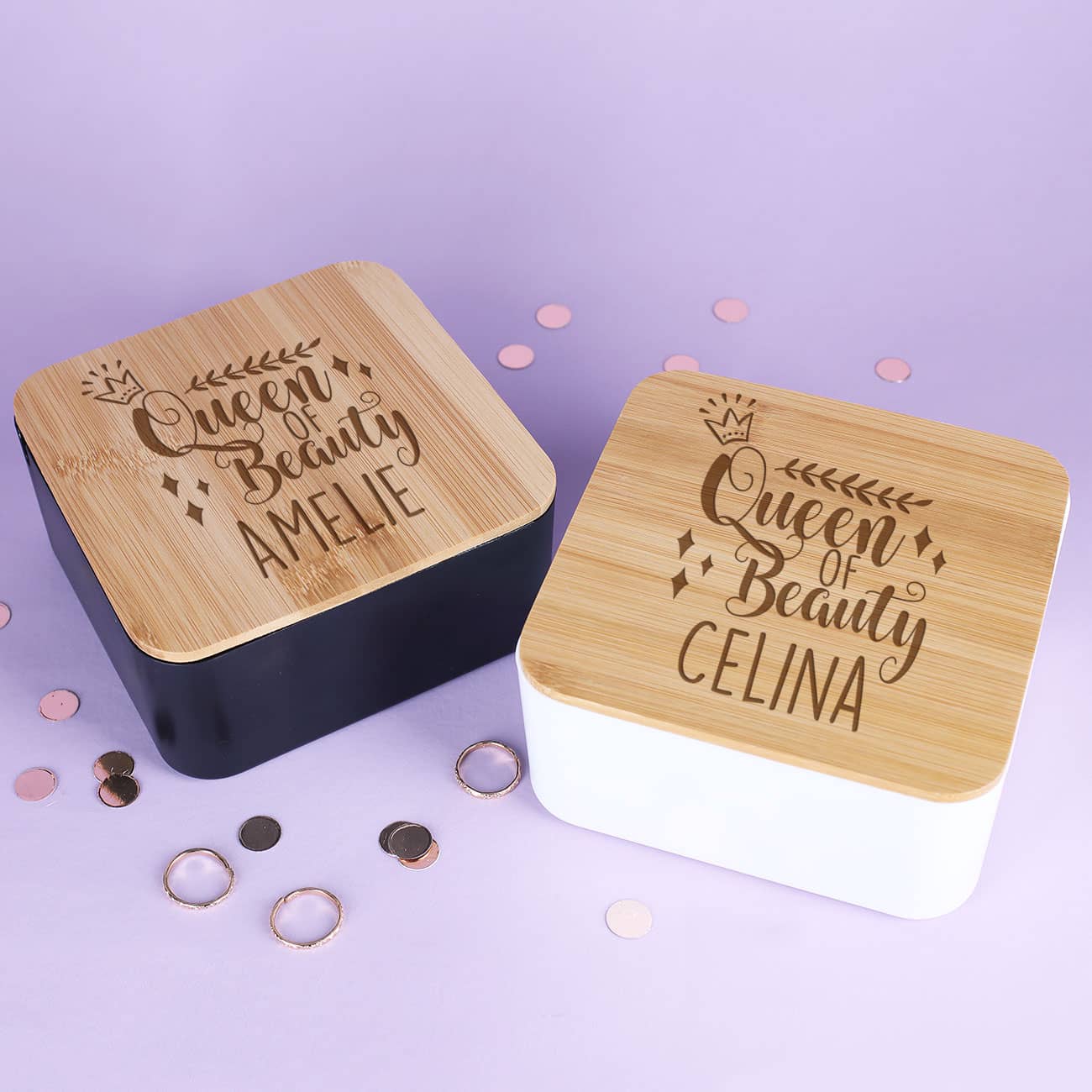 Queen of Beauty - Schmuckkästchen mit Spiegel und Wunschname