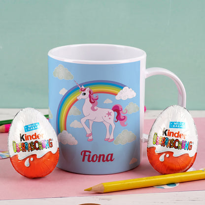 Einhorn Tasse aus bruchfestem Kunststoff mit Ihrem Namen personalisiert