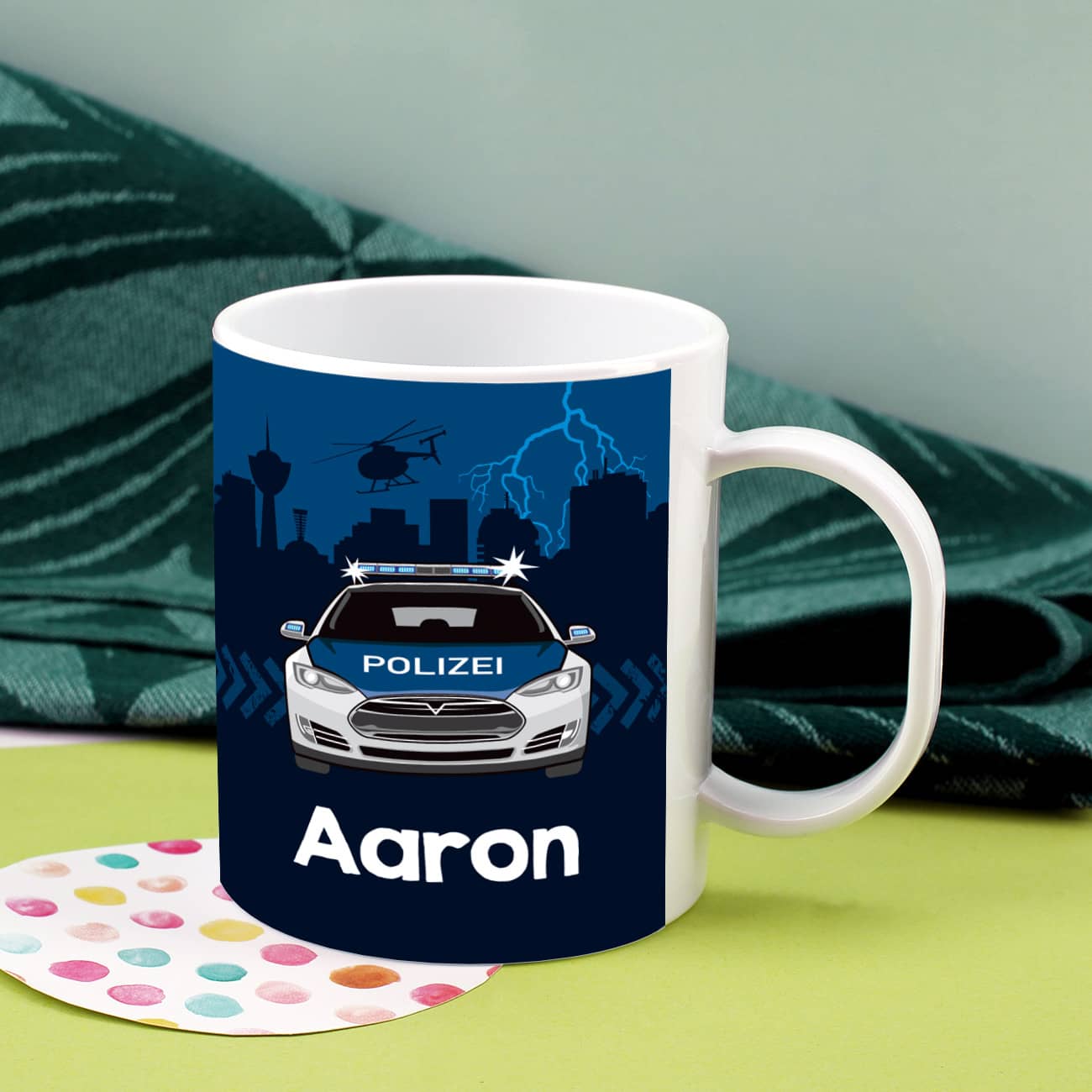 Polizei-Tasse aus bruchfesten Kunststoff für Kinder