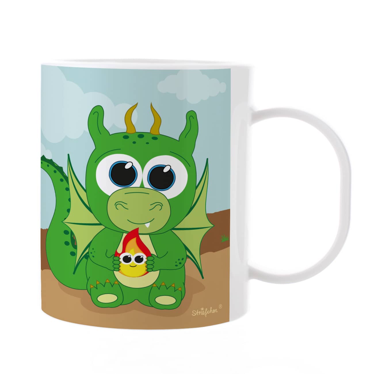 Tasse mit niedlichem Drachen und Wunschname