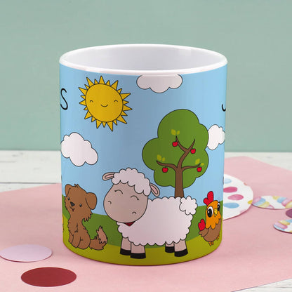 Bedruckte Kunststofftasse Bauernhoftiere