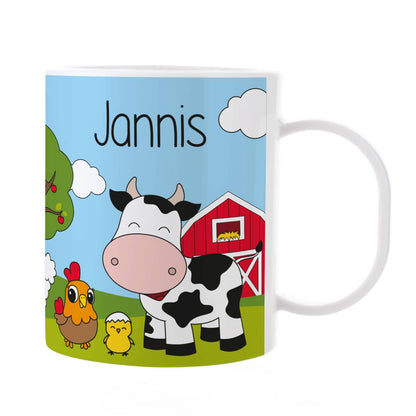 Bedruckte Melamintasse Bauernhof