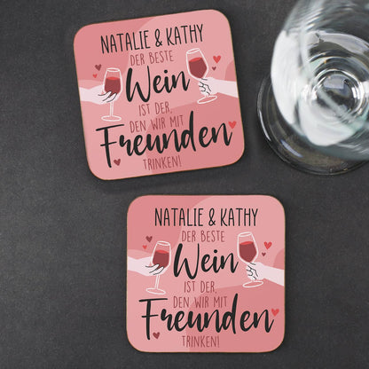 Untersetzer für Sie und Ihre beste Freundin mit Namen personalisiert