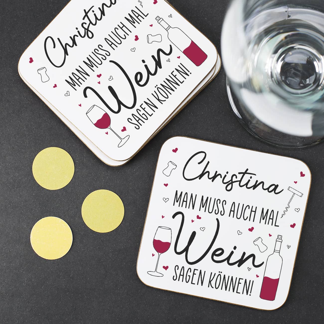 Personalisierter Untersetzer für Weintrinker