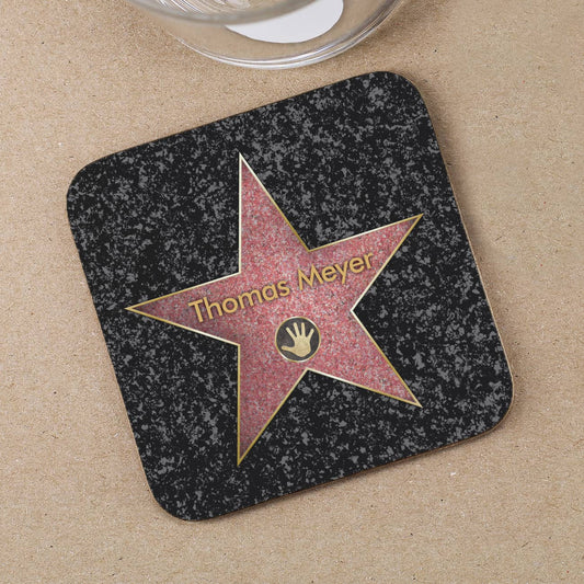 Lustige Untersetzer mit Walk of Fame Motiv und Name bedruckt
