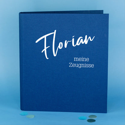 Personalisierte Dokumentenmappe aus Leinen mit Name und Wunschtext | Farbauswahl