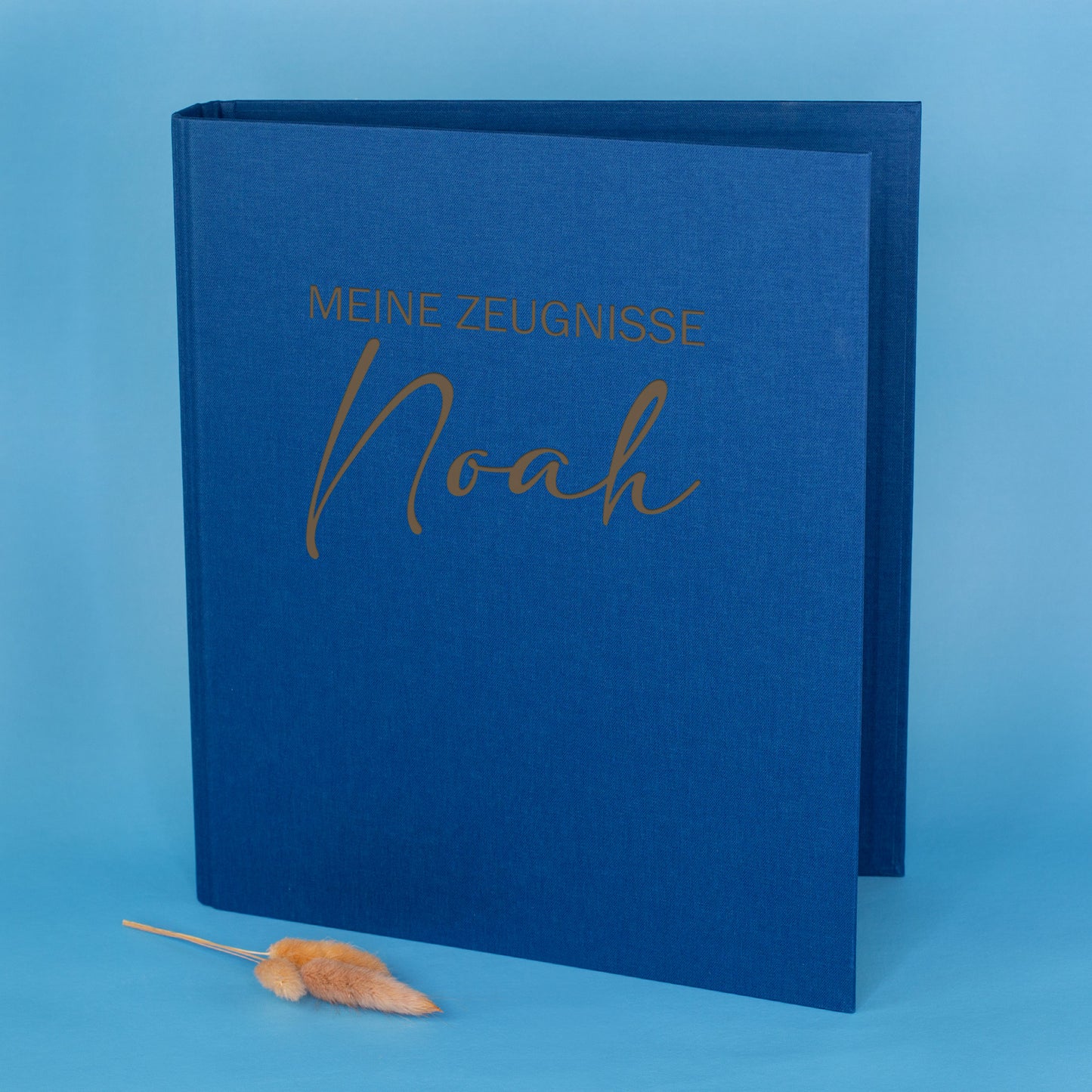 Personalisierte Zeugnismappe aus Leinen graviert mit Name und Farbauswahl | Geschenk für Schüler