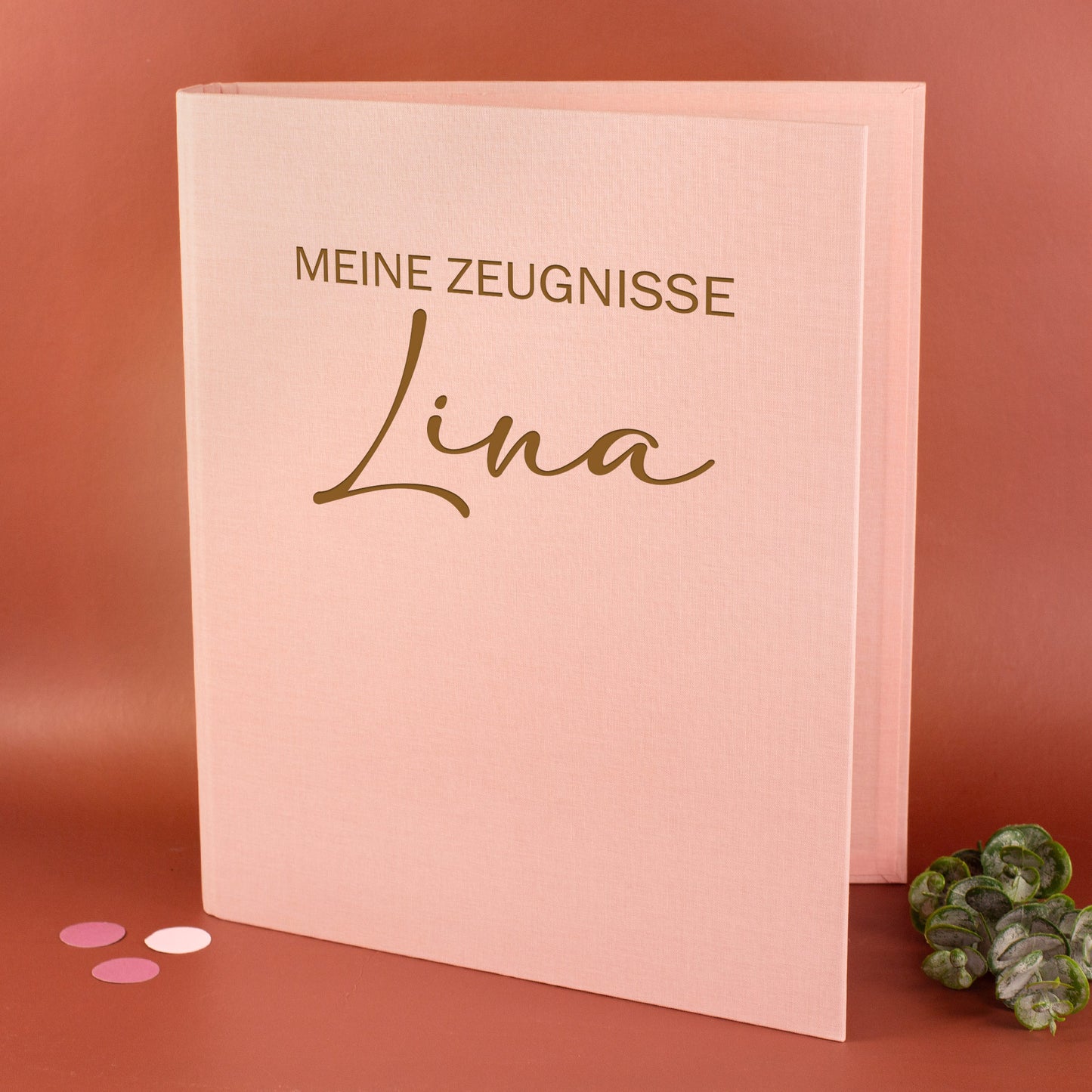 Personalisierte Zeugnismappe aus Leinen graviert mit Name und Farbauswahl | Geschenk für Schüler
