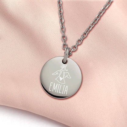 Schutzengel Halskette mit Name graviert - Silber