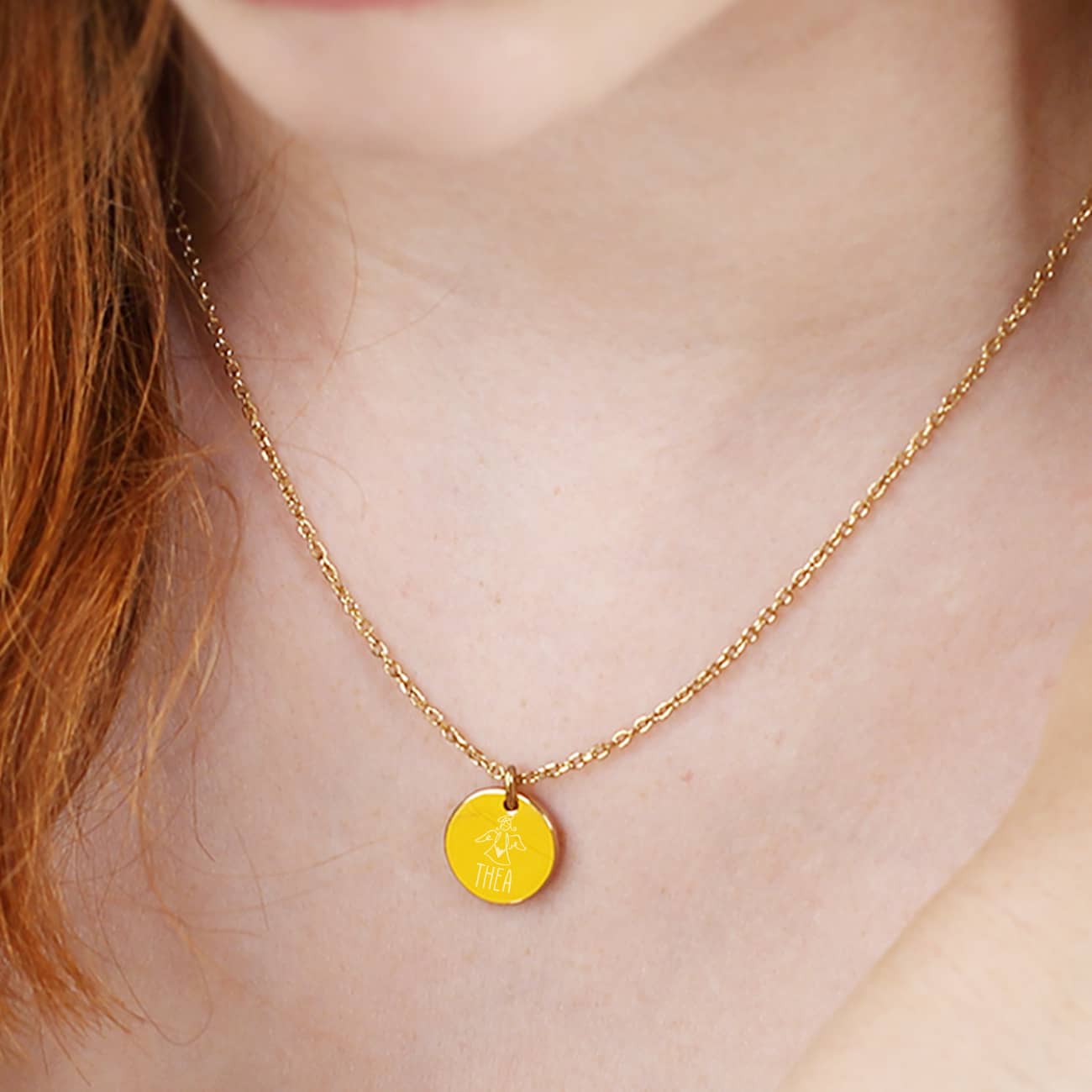 Schutzengel Halskette mit Name graviert in Gold