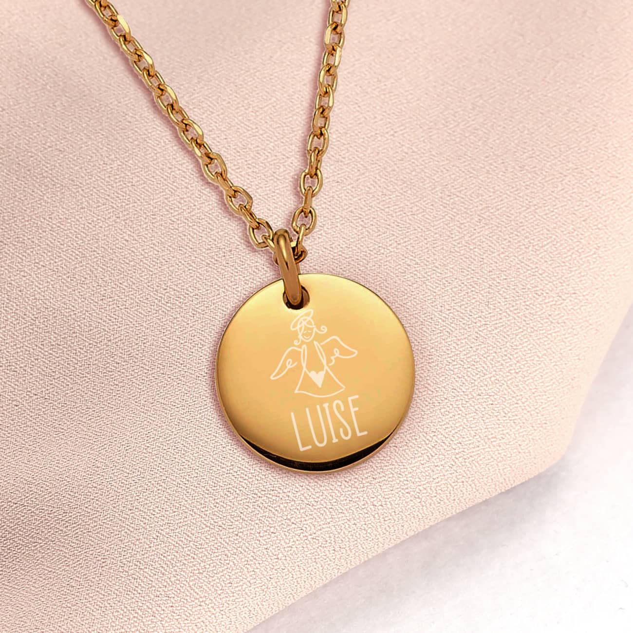 Geschenk zur Kommunion Schutzengel Halskette mit Name 