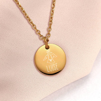 Geschenk zur Kommunion Schutzengel Halskette mit Name 