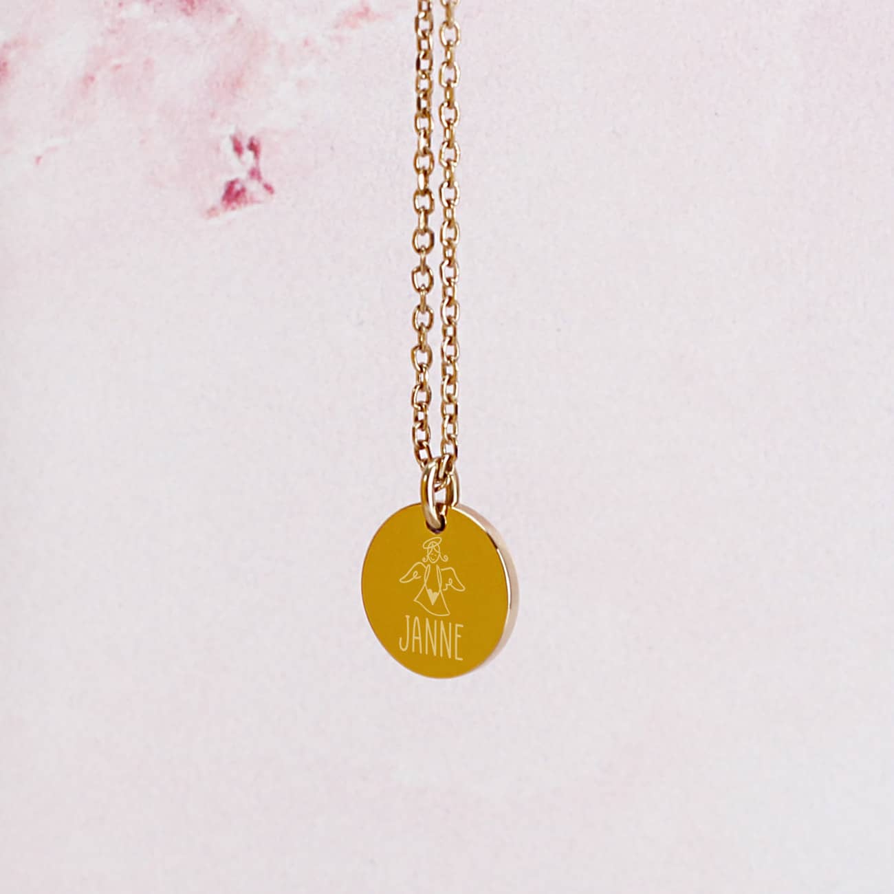 Goldene Schutzengel Halskette mit Name 