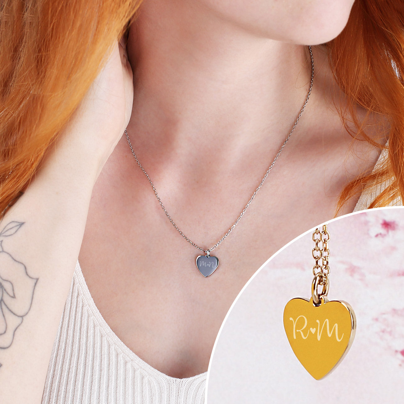 Leonardo Herzkette in Gold oder Silber mit Gravur