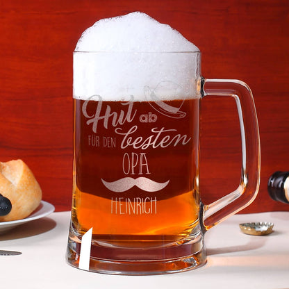 Hut ab für den besten Opa - gravierter Bierkrug