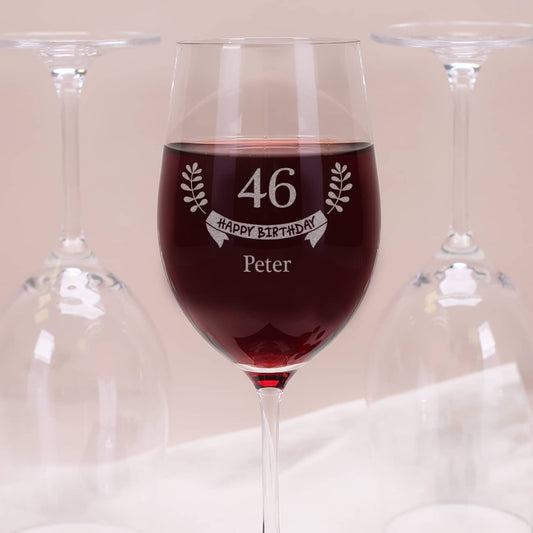 Weinglas von Leonardo Happy Birthday mit Wunschnamen und Alter