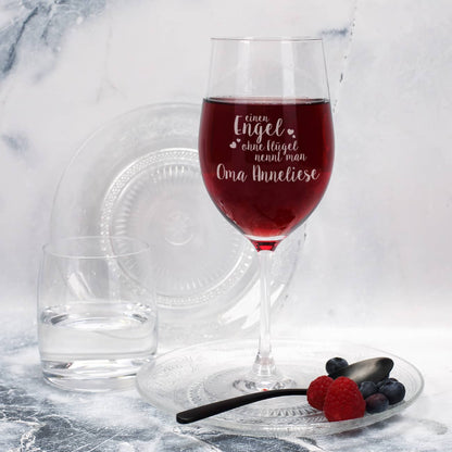 Weinglas "einen Engel ohne Flügel nennt man..." mit Ihrem Wunschnamen