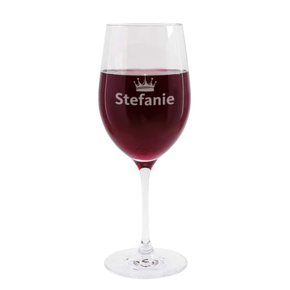 Weinglas mit Ihrem Wunschnamen und einer kleinen Krone graviert