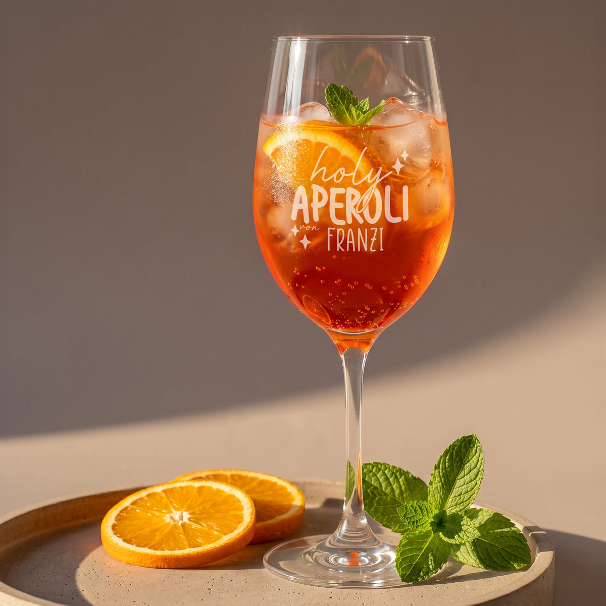 Holy Aperoli Glas mit Wunschname als Geschenk für Aperol-Fans