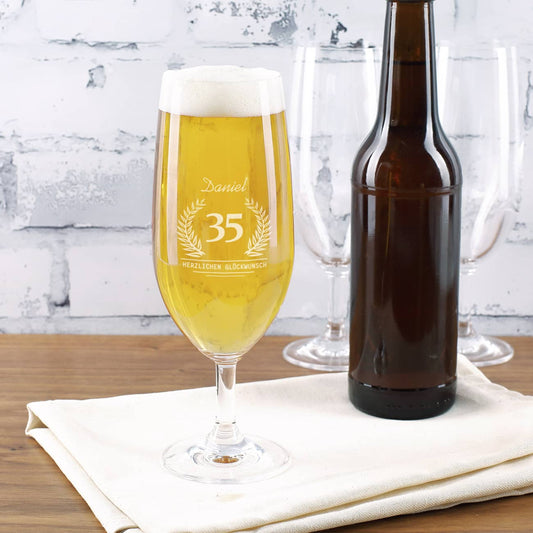 Pilstulpenglas zum Geburtstag von Leonardo