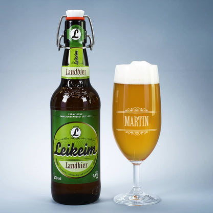 Leikeim Bierflasche mit Bierglas