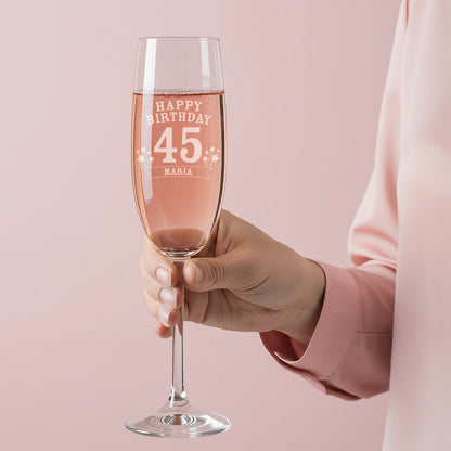 Happy Birthday Sektglas mit Name und Alter