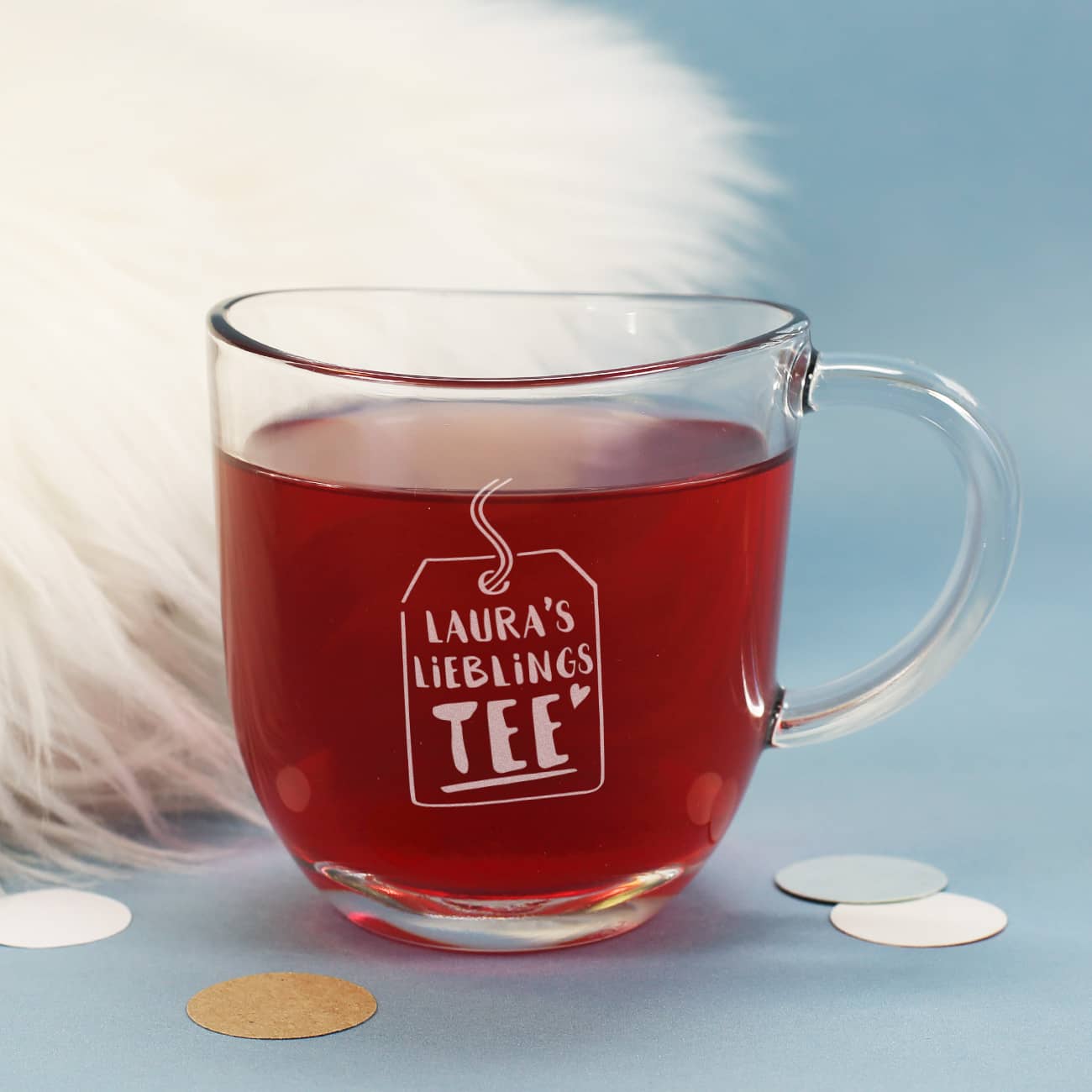 Teeglas graviert mit Lieblingstee Motiv und Name