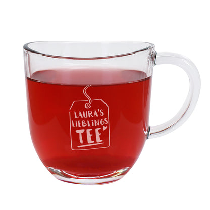 Teeglas graviert mit Lieblingstee Motiv und Name