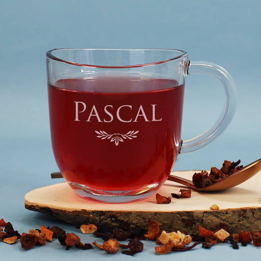 Tasse aus Glas mit Namensgravur