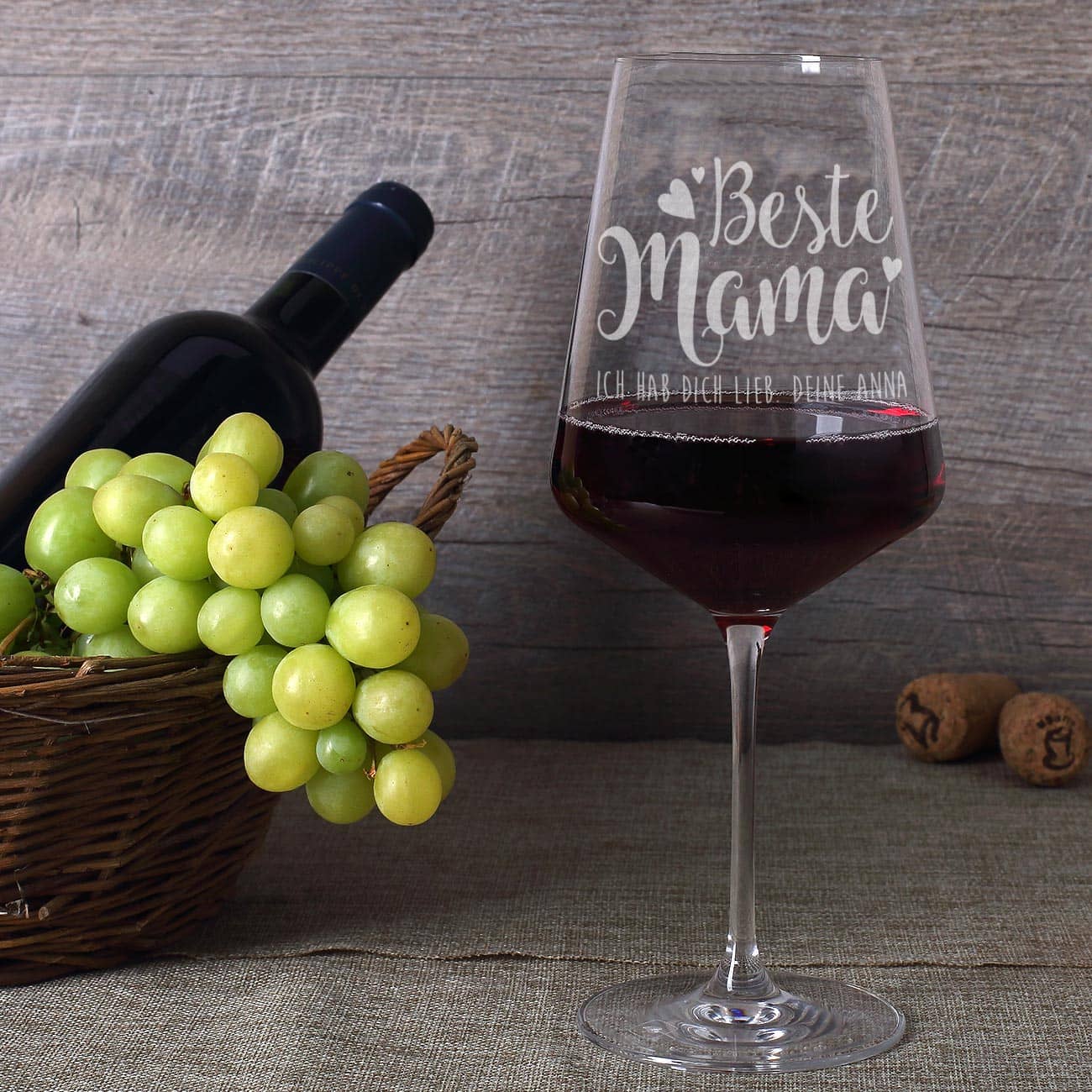 Graviertes Leonardo Rotweinglas