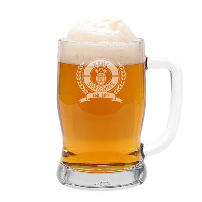 Bierseidel Taverna von Leonardo mit Griff graviert mit Bierlogo Bierkenner und Wunschnamen
