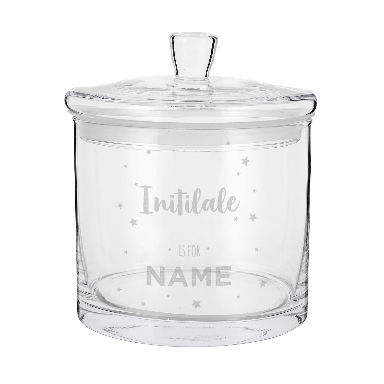 Leonardo Glasdose mit Name und Initiale graviert