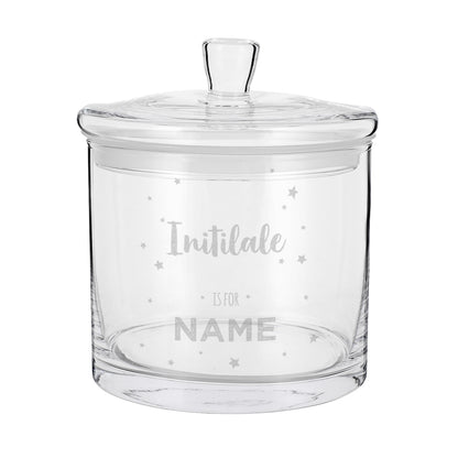 Leonardo Glasdose mit Name und Initiale graviert