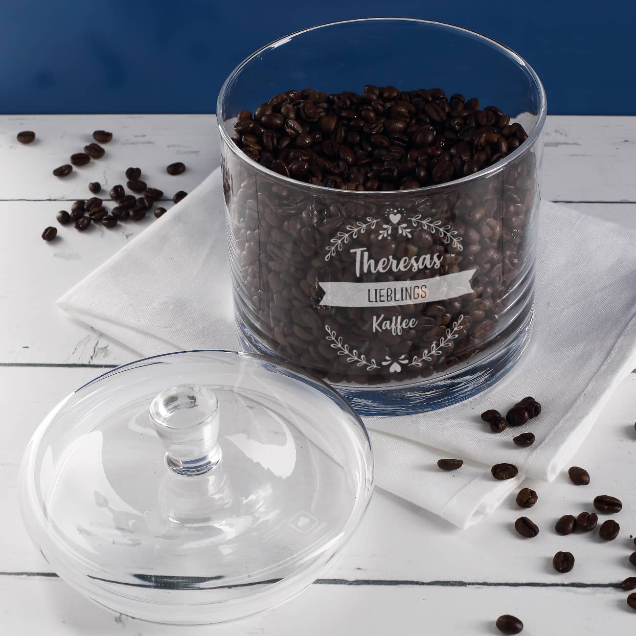 Leonardo Glasdose mit drei Zeilen Wunschtext