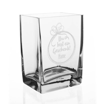 Du bist eine Geschenk! graviertes Windlicht mit Name