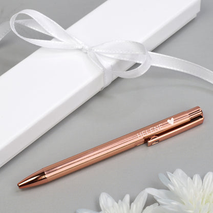 Roséfarbener Kugelschreiber mit Gravur und Geschenkverpackung