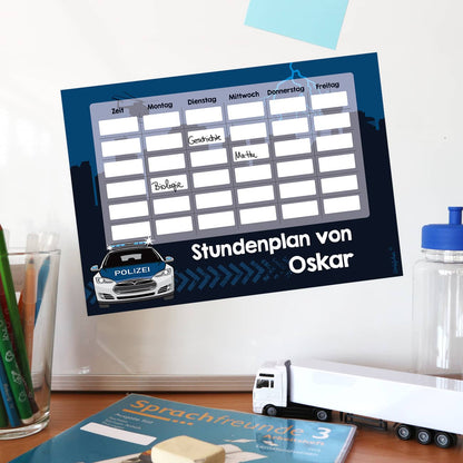 Polizei-Stundenplan mit magnetischer Rückseite