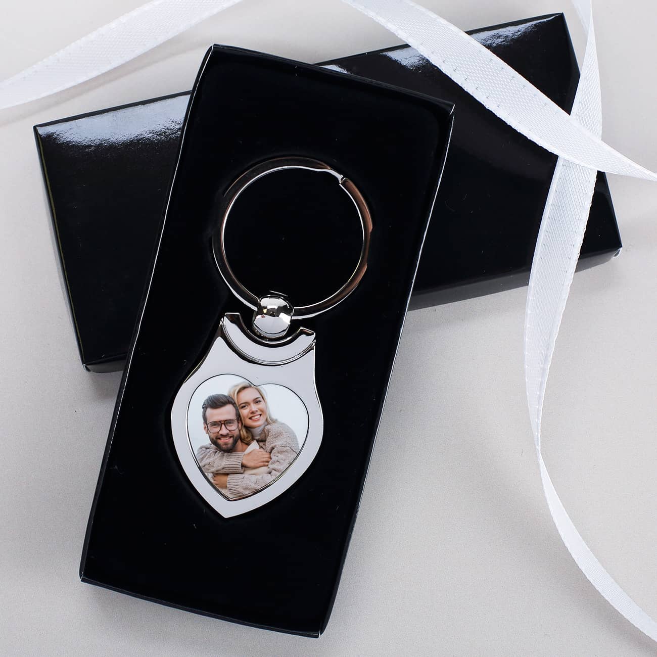Metall Schlüsselanhänger in Herzform mit Ihrem Foto