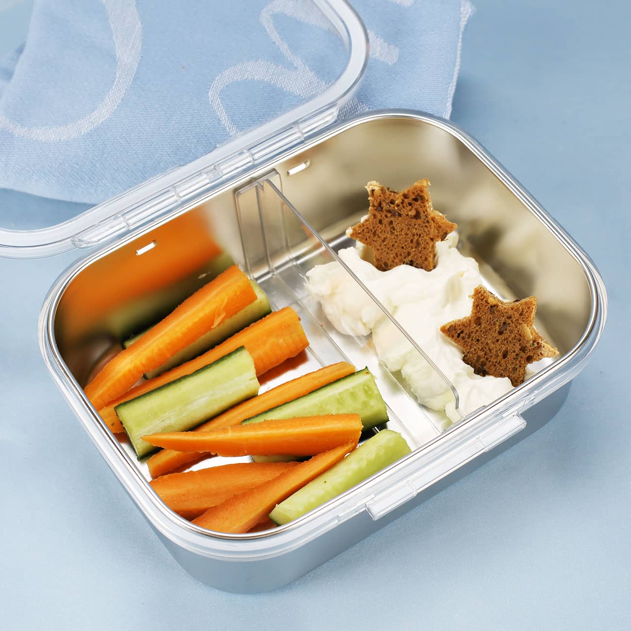 Brotdose aus Edelstahl mit magischer Katze als Aufdruck und Name