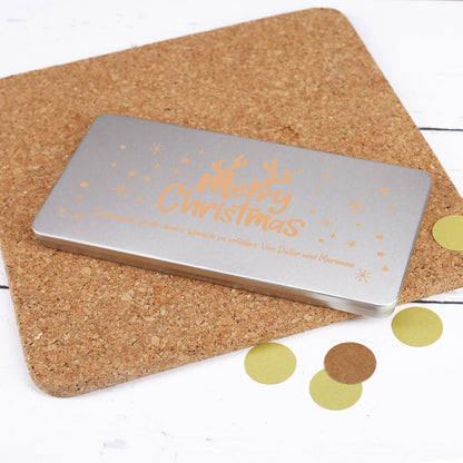 Schmale Blechdose als Verpackung für Geldgeschenke & Gutscheine