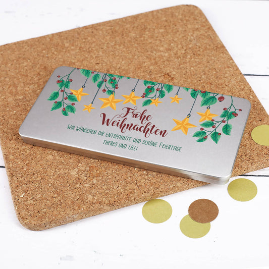 Blechdose zu Weihnachten für Geld- & Gutscheine persönlich bedruckt