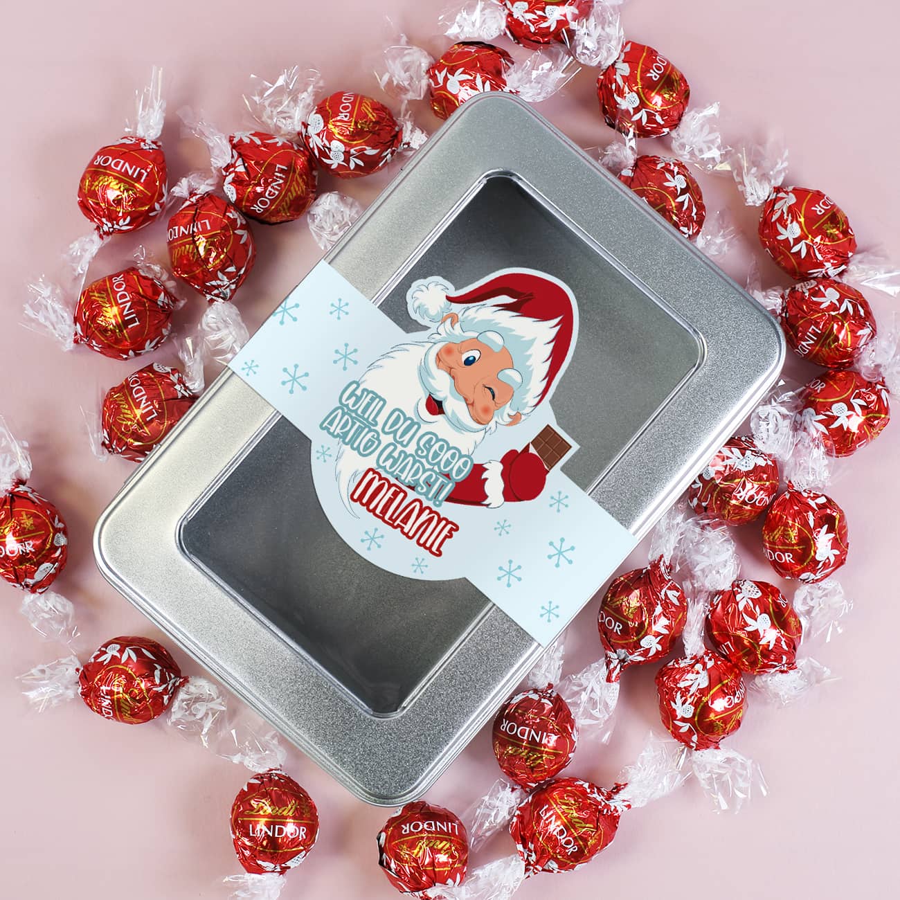 Weil du sooo artig warst! - 24 Lindorkugeln als Adventskalender in personalisierter Blechdose