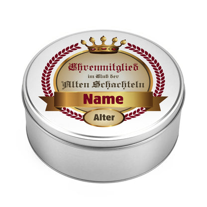 Geschenkverpackung Blechdose Alte Schachtel mit Name