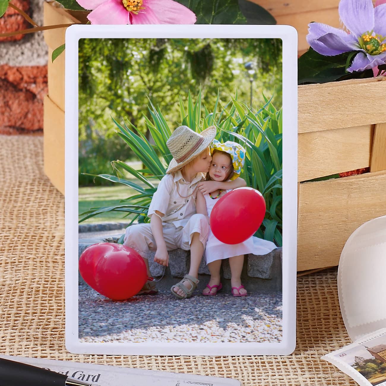 Blechpostkarte mit Foto