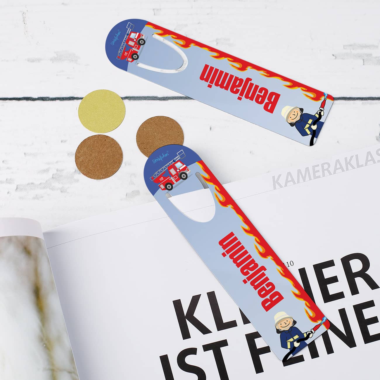 Feuerwehrlesezeichen mit Wunschname